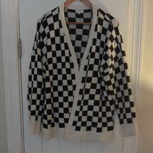 Maurices Black and White Checkered Cardigan